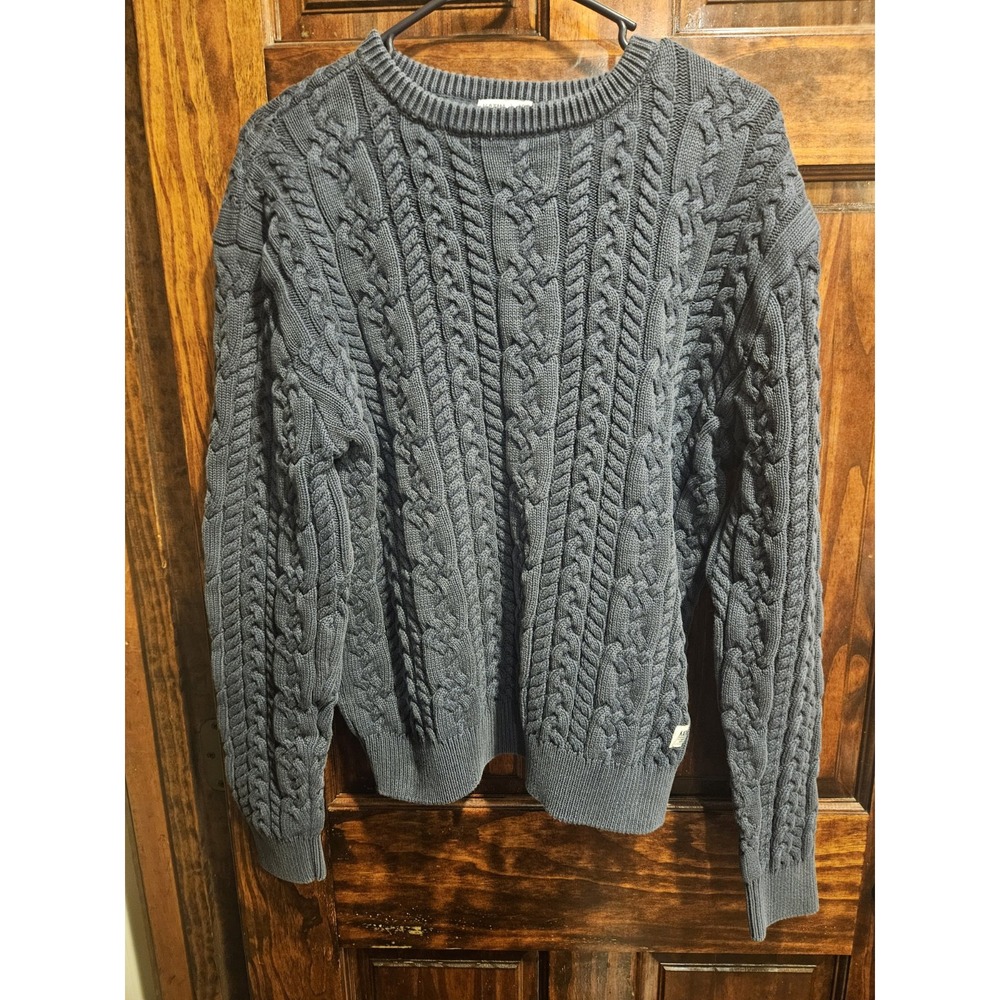 Katin Fisherman Cable Knit Chunky Blue Men Size Large Sweater